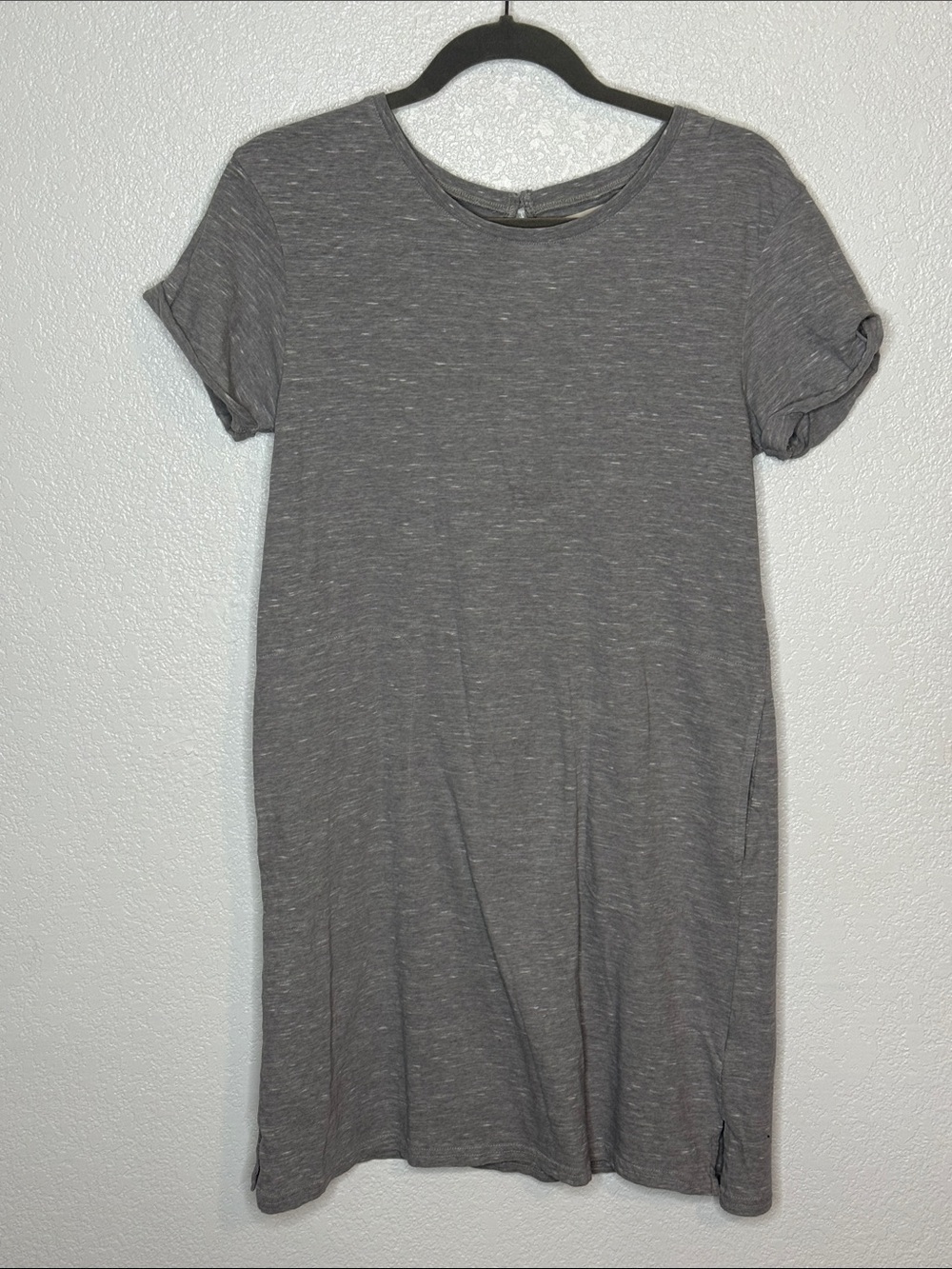 Pact Heather Gray Organic Cotton Tee Shirt Dress With Pockets Size Small